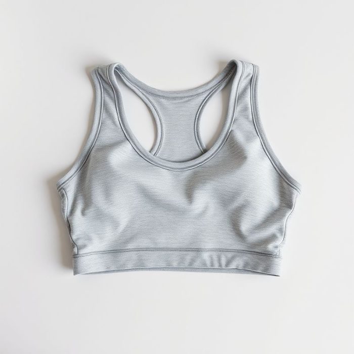 Heather Grey cropped gym top, active wear crop top folded neatly in flat lay on a clean neutral surface.