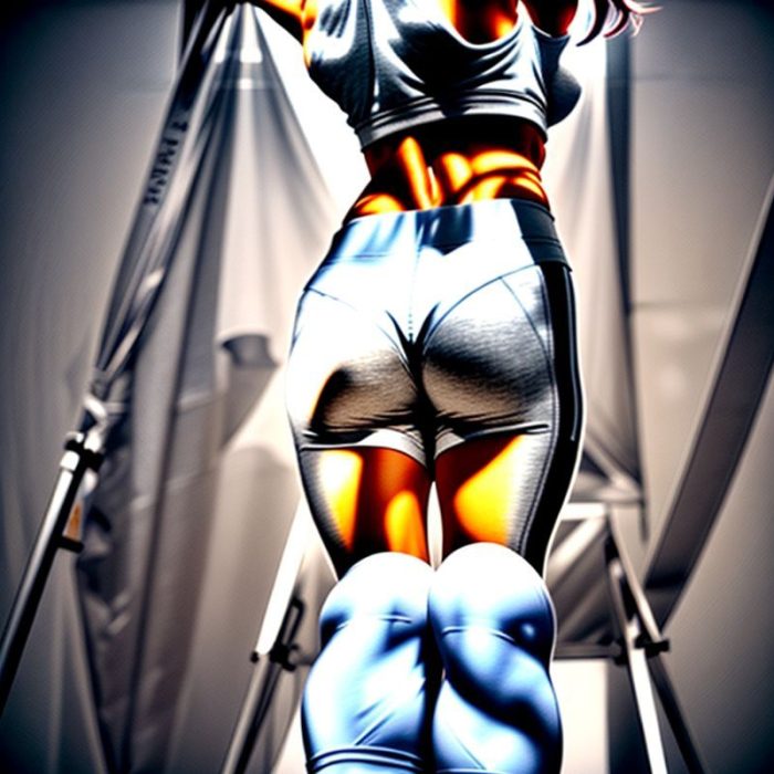 Back view of a model wearing a Heather Grey cropped gym top, showcasing fit and cut, studio shot on white background.