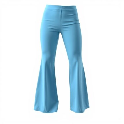 Sky Blue high waisted flare leggings, wide leg style, on white background, hyperrealistic 8k product photo.
