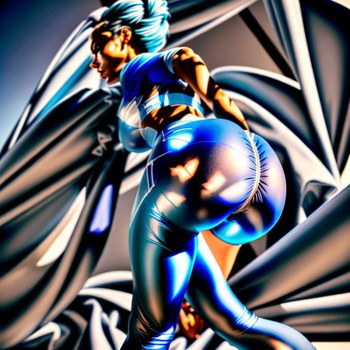 Back view of a model wearing high waisted flare leggings in Sky Blue, showcasing the wide leg fit on a white background.