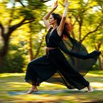 Woman in a yoga pose wearing boho clothing brand chai loose leaf top in Black.