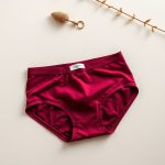 ethical brand co discount code for organic cotton undies in burgundy, neatly folded flat lay