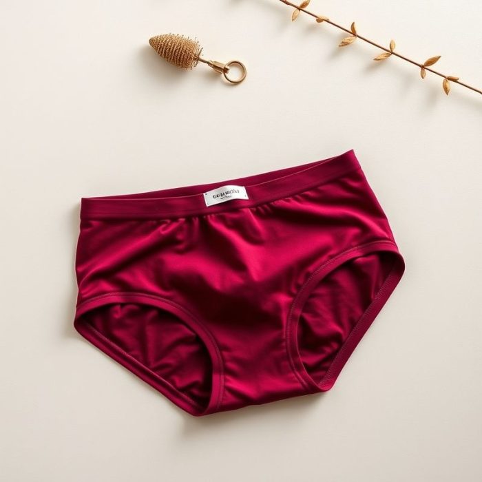 ethical brand co discount code for organic cotton undies in burgundy, neatly folded flat lay