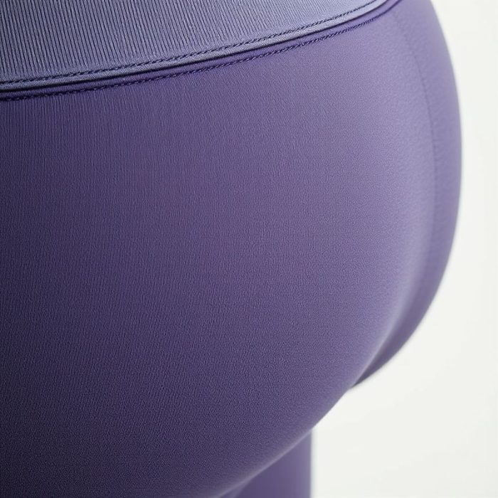 Close-up of high waisted yoga pants scrunch bum fabric, showing moisture-wicking performance material and quality stitching.