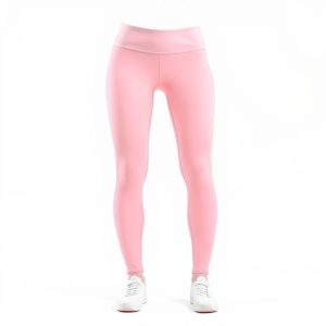Pastel pink sculpting leggings with pockets, active wear on white background, hyperrealistic 8k studio photo.