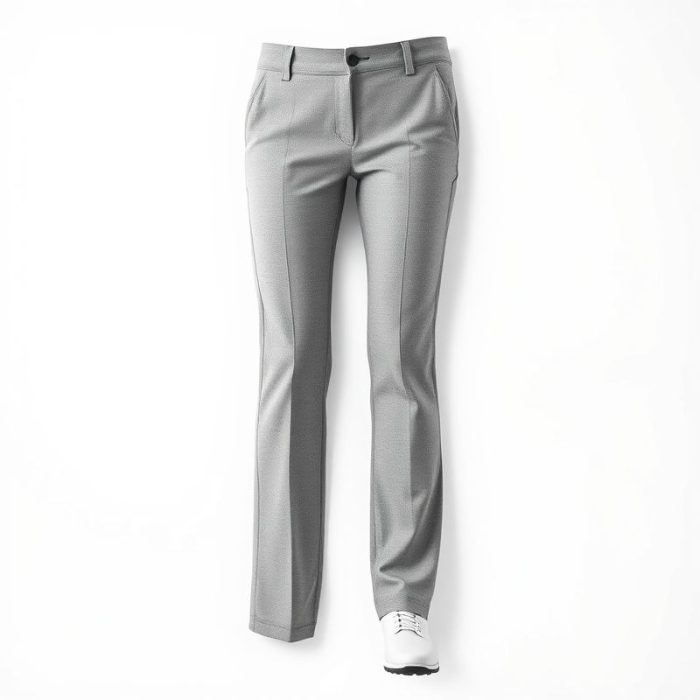 Women's golf pants in Heather Grey, stylish golf clothes for women in Australia, on white background.