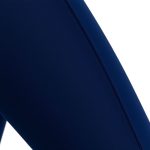 Close-up of the navy flared yoga crop fabric texture and stitching detail.