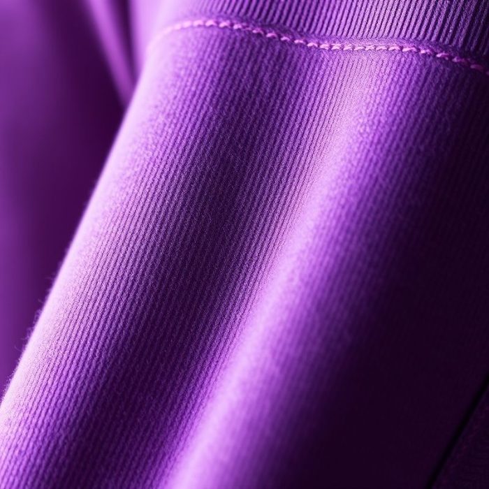 Close-up of the soft cashmere blend fabric on our purple yoga crop pants.